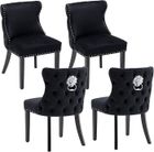 WAHSON OFFICE CHAIRS Wahson Chaise de Salle à Manger Lot de 4 Chaise Salle à Manger, Chaise de Cuisine avec Pieds en Bois Pour Restaurant, Velours, Noir