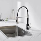 AURALUM MAX Robinet de Cuisine Noir à Ressort Mitigeur Évier Rotatif 360° en Inox avec 2 Fonctions Douchette Extractible