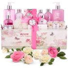 HENRY BRUBAKER BRUBAKER Cosmetics - Coffret de bain & douche - Jardin fleuri/Rose - 17 Pièces - Boîte vintage décorative - Idée cadeau