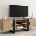IDMARKET Meuble TV 140 cm PHOENIX 2 portes bois et noir