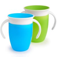 2-Pack Tasses à Boire Anti-éclaboussures en Silicone 360 ° pour bébé, pour Apprendre à Votre bébé à Boire de l'eau (Blue/Green)