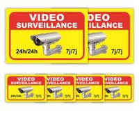 Lot de 6 Autocollant Videosurveillance Alarme maison : 150x100mm (x2) + 75x50mm (x4) - Anti UV - garantie 5 ans - SARJca