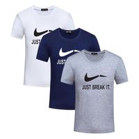Lot de 3 Mode Tee Shirt Homme Imprimé Col Arrondi Manches Courtes - Blanc/bleu/gris