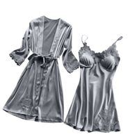 Nuisette Lingerie Femmes Robe En Dentelle De Soie Babydoll Chemise Nuit Vêtements Kimono Ensemble