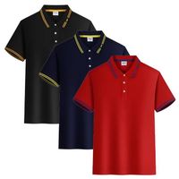 Lot de 3 Polo Homme T-Shirt Manches Courtes Casual Top Ete Respirant - Noir/bleu marine/rouge
