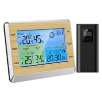 Thermomètre hygromètre numérique, Moniteur d'humidité de thermomètre d'intérieur, Matériau en bambou, Réveil