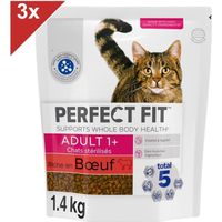 PERFECT FIT Croquettes Riche en Boeuf pour chat adulte stérilisé 3x1,4kg