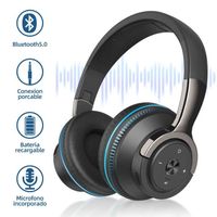 Casque Bluetooth sans Fil sur l'oreille, Casque Bluetooth avec Basses Profondes Hi-FI et 24 Heures de Lecture, Micro intégré, Noir