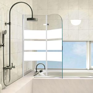 PORTE DE BAIGNOIRE Joparri Pare-baignoire Repliable facile à nettoyer pivotant à 180degré 2 parties 100x140cm blanc PARE-BAIGNOIRE