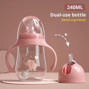 BIBERON  Tête de gobelet rose 240ML - Biberons de à double usage, sans BPA, pour boire et boire de l'eau ou du lait, m