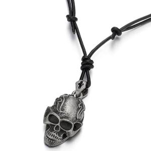 Dent CROIX DOG TAG Hommes Femmes Punk Rétro Pendentif Charme En Cuir Marron Collier