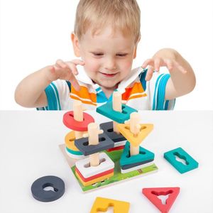 ASSEMBLAGE CONSTRUCTION Jouets pour bébés, ferme quatre ensembles de jouets piliers, puzzle de 1 à 3 ans et construction de blocs de construction du
