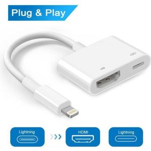 Masaya Adaptateur HDMI pour iPhone vers TV, Câble HDMI, Connecteur