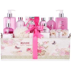 GEL - CRÈME DOUCHE BRUBAKER Cosmetics - Coffret de bain & douche - Jardin fleuri/Rose - 17 Pièces - Boîte vintage décorative - Idée cadeau