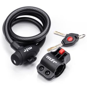 Basics Anti-vol réglable pour vélo avec câble et cadenas à clé Basics Anti-vol réglable pour vélo avec câble et cadenas à clé