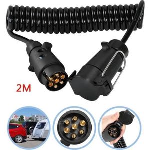 Noir Câble de remorque 13-13 broches Prise de remorque 3 m Adaptateur pour voiture caravane RV Rallonge de remorque en spirale 12 V 