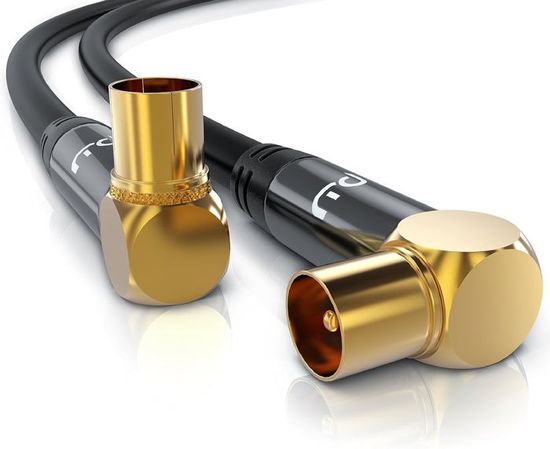 CSL 1,5m Câble Antenne Coaxial HDTV Coudé Mâle/Femelle 90° - Ultra HD 4K UHD 135dB Blindage - Blanc