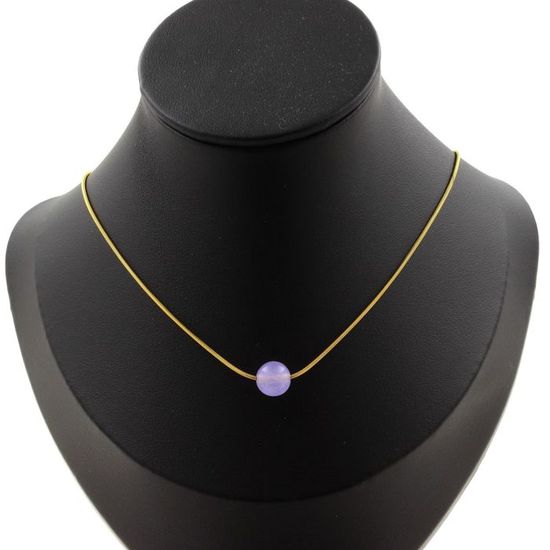 Collier - ABIJOUX - Agate noire et jaune - 8 mm - Acier inoxydable - 45 cm Noir, Jaune - Achat