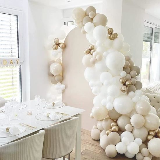 1 ensemble de ballons sable blanc or guirlande arche ballon Beige kaki  décoration de mariage ballons de douche de bébé décorations de fête d' anniversaire - AliExpress