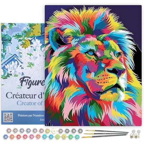 Peinture Par Numéros Paysage Lac 50x40 Cm – Kit DIY Pour Adulte, Toile, Pinceaux Et 24 Couleurs – Décoration Murale Et Cadeau