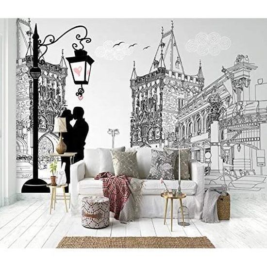 3d Chateau Noir Et Blanc Wca2440 Fond D Ecran Mur Peintures Murales Amovible Murale Auto Adhesif X58 8x146cm Wxh Kristen Cdiscount Bricolage