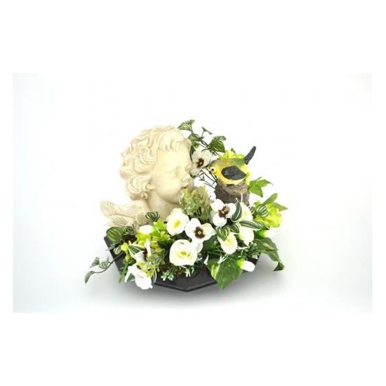 Composition composer de FLEURS blanche artificielles avec ange en  résinepour cimetière et Toussaint - Cdiscount Maison