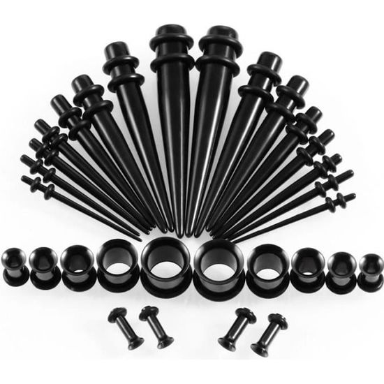 Oreille Pince Septum Kit Écarteurs Noir Acrylique Crescent Stretcher 1.6mm-10mm