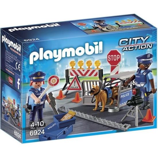 Playmobil - Barrage de Police - City Action - Contrôle de vitesse - Accessoires inclus