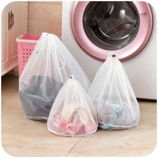 White-S - Sacs de lavage à linge en polyester, filet grossier, panier à  linge pour machines à laver, sac de s - Cdiscount Electroménager