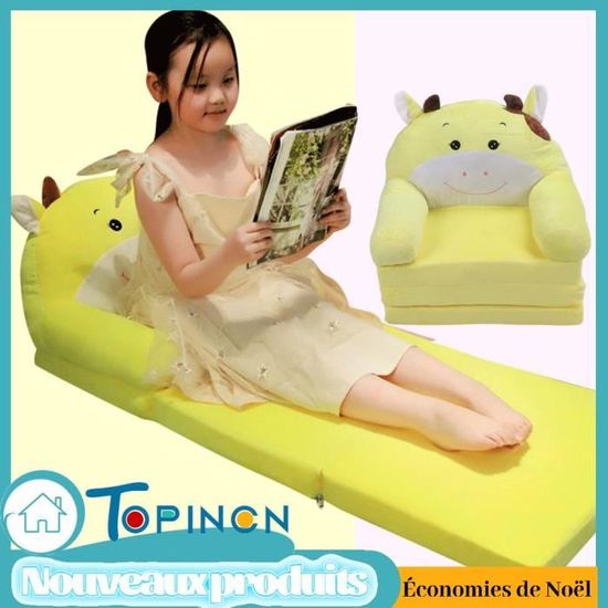 Canapé Pliable Enfant – Doudou Peluche, Convertible En Lit, Fermeture éclair, Sans Cadre, Pour Chambre Ou Salon