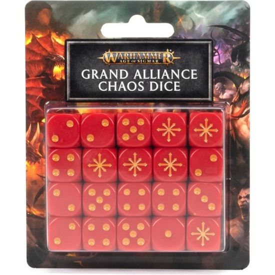 Jeux de société Set de dés grande alliance du chaos Games Warhammer AoS rouge TU