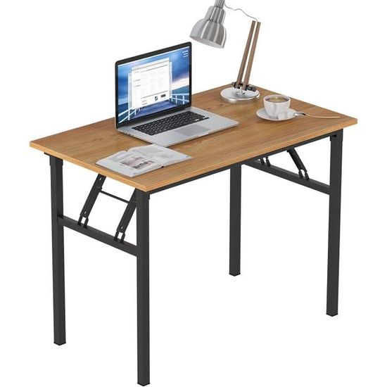 NEED Table d'ordinateur 120 x 60 x 75 cm, bureau, bureau, table de conférence, plateau en teck et cadre blanc - Maison NEED Table d'ordinateur 120 x 60 x 75 cm, bureau, bureau, table de conférence, plateau en teck et cadre blanc - Maison