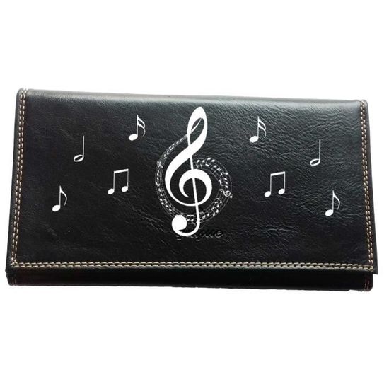 Porte-chéquier Porte-cartes Porte-monnaie Syl'la Compagnon - Simili Cuir Noir, Motif Flamant Rose, Dimensions 21x12x3 Cm