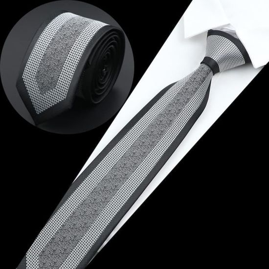 Cravate Slim En Soie Jacquard - Noir Et Bleu Électrique - Fait Main En France