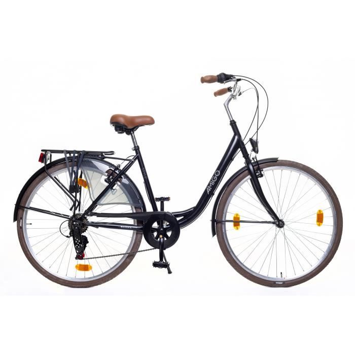 Amigo Style - Vélo de ville pour femmes - Shimano 6 vitesses -28 pouces - Noir