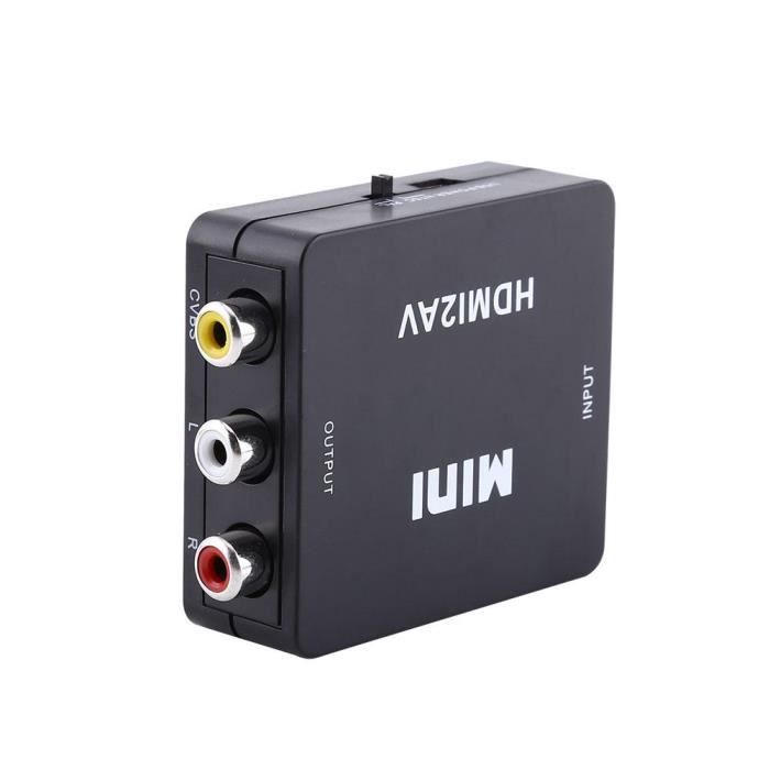 Convertisseur Adaptateur AVBS CVBS Audio Vidéo Composite Digital HDMI vers RCA 720p/1080p Noir