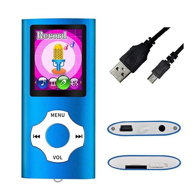 Portable Lecteur MP3/MP4 (Max Support 64 Go Carte Micro SD) avec Photo Viewer, E-Book Reader et Radio FM Enregistreur Vocal et vidéo