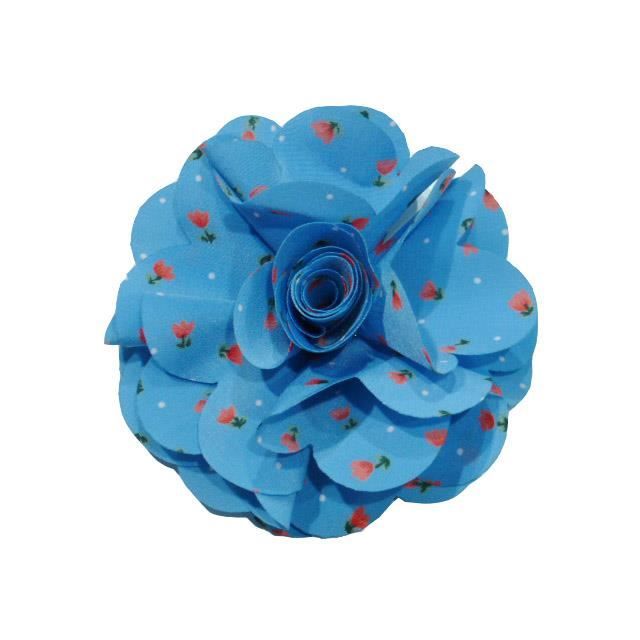 Pince fleur ou broche fleur motif liberty - bleu