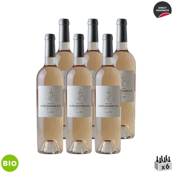 Côtes de Provence Château Fontainebleau Rosé 2020 - Bio - Lot de 6x75cl - Domaine Fontainebleau en Provence - Vin AOC Rosé de Proven