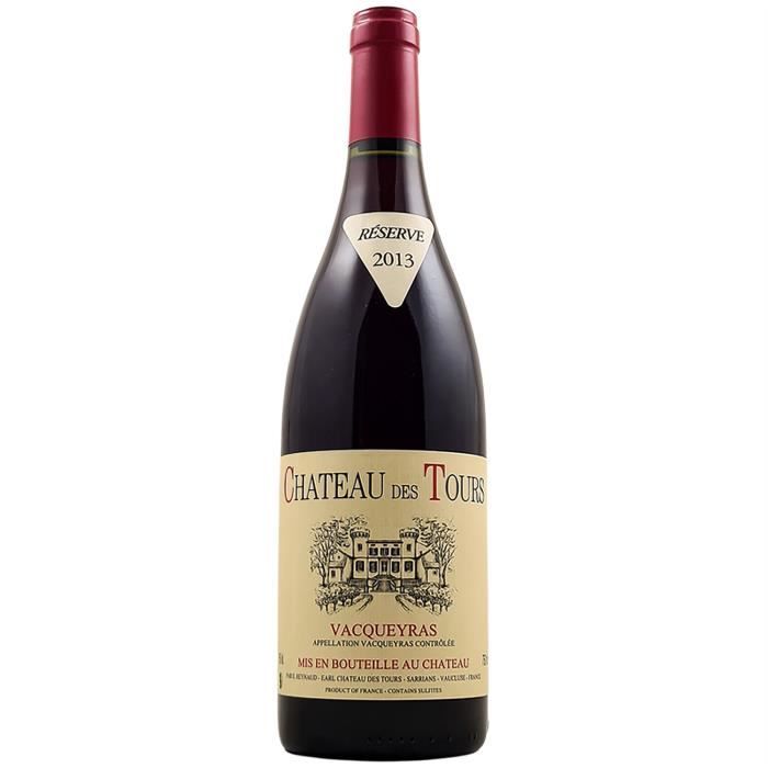 Vacqueyras Rouge 2013 - 75cl - Château des Tours - Vin AOC Rouge de la Vallée du Rhône - Cépages Grenache, Syrah