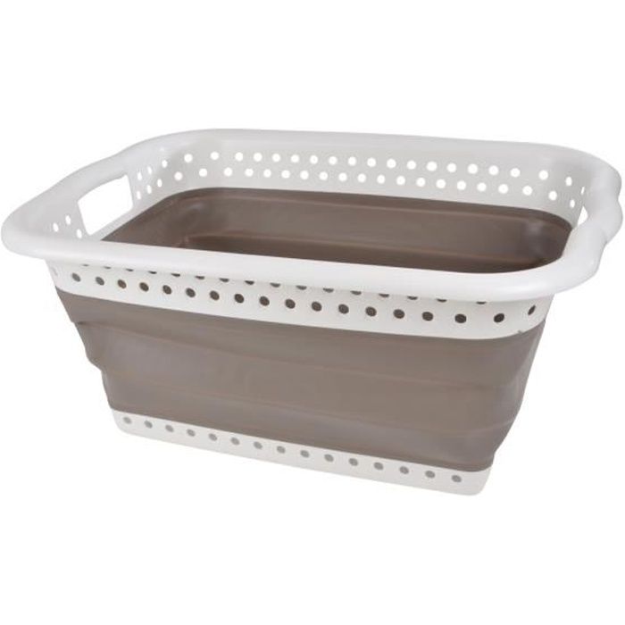 Panier a linge retractable taupe