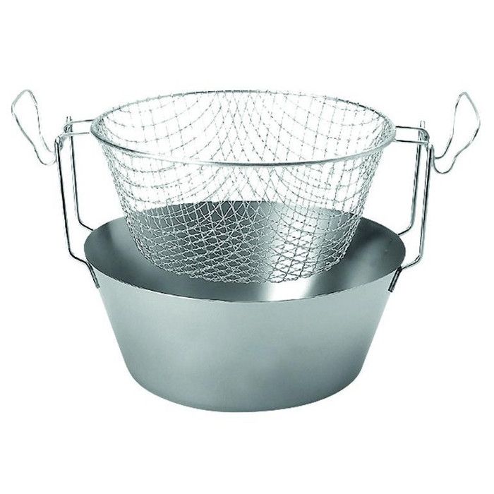 ARTAME Friteuse avec panier en inox - Fond thermique - Ø 24 cm - Gris