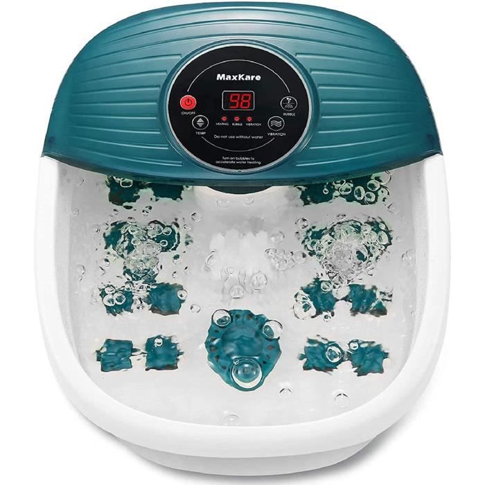 Bain de Pieds Relaxant, Balnéothérapie avec Accessoires de Pédicure, Appareil de massage avec Chauffage de l'eau, Massage Vibrant à