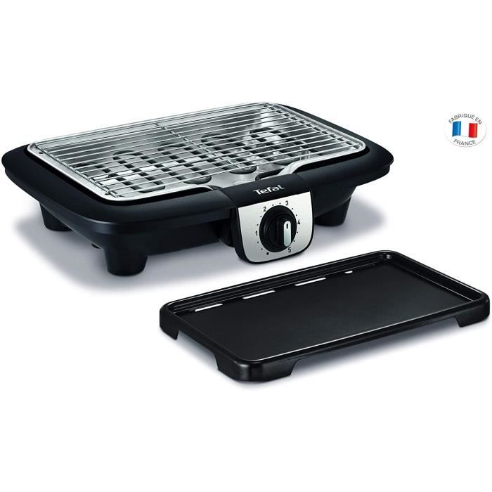 Tefal YY3818FB Barbecue Électrique Multifonction de Table Easy Grill 2 en 1 Cuisson BBQ Gril et Plancha Utilisation Intérieur Extéri