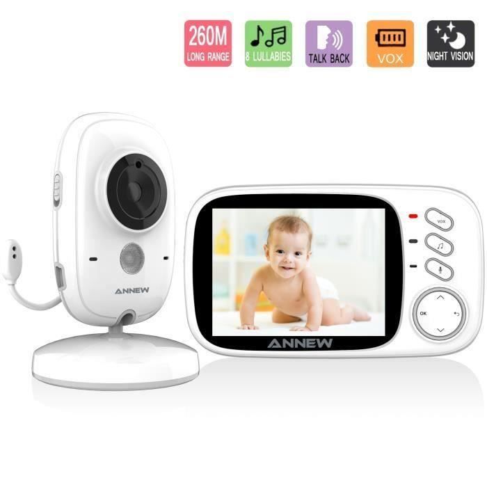 GeekMe Babyphone Bébé Moniteur Ecoute Bébé Caméra de Surveillance sans Fil Ecran 3.2” VB603