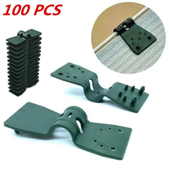 Clips de fixation traités anti-UV pour brise vue (Lot de 100 pièces, Vert)