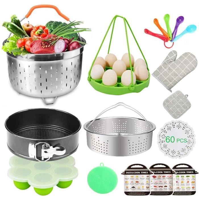 Tapusen Accessoires pour autocuiseurs,72 pièces Accessoires cookeo pour Instant Pot 6/8 QT Comprendre Panier Vapeur,Moule à charnièr