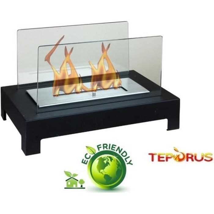 Cheminée à bioéthanol à poser au sol - Table - Poêle écologique au bioéthanol Teporus - Elegance