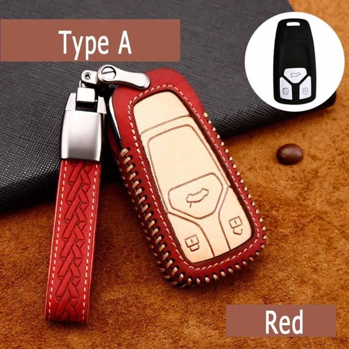 Coque clé,Étui à clés de voiture pour Audi TT TTS RS Q2 Q3 Q5 Q7 e tron QUATTRO SLINE A1 8X A3 Sportback A4 A5 A6 A7 - Type A Red