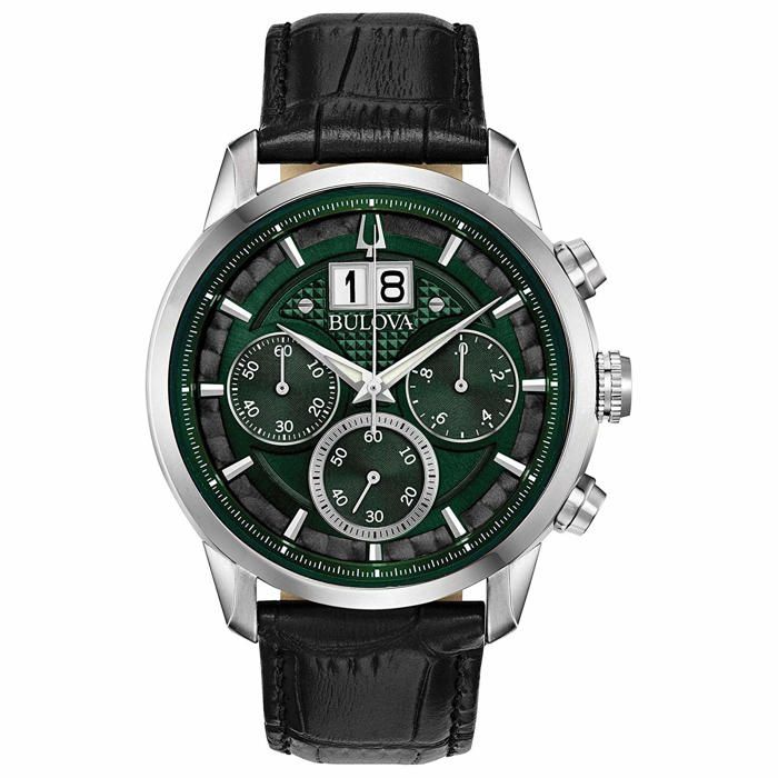 BULOVA-Montre Chronographe pour Homme à movement Quartz en Cuir 96B310